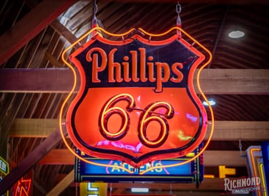 Phillips 66 Embossed Shield 48" Double Sided Porcelain Factory Neon Service Station Sign