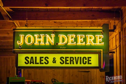 Fantastic John Deere Tractors Sales & Service 6' Double Sided Porcelain Factory Neon Sign