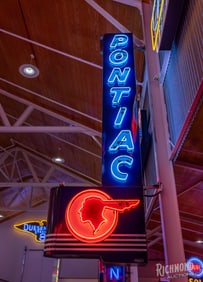 Pontiac Vertical Double Sided Porcelain Die Cut Neon Sign w/ Full Feather