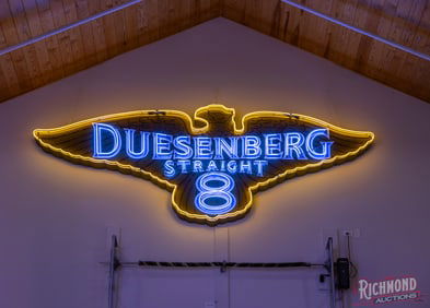 Duesenberg Straight 8 Die Cut Single Sided Tin 14' Neon Sign (Large)