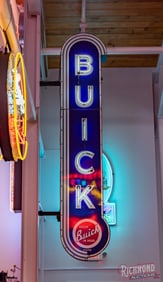 Outstanding Buick "Valve in Head" 11' Vertical Double Sided Porcelain Factory Neon Sign