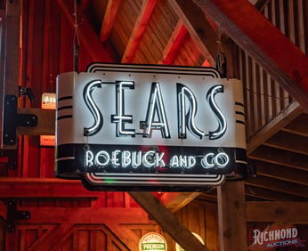 Superb Sears Roebuck & Company Factory Double Sided Porcelain Neon Sign