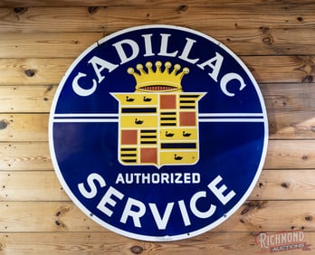 Cadillac Authorized Service 42" Double Sided Porcelain Sign w/ Crest 