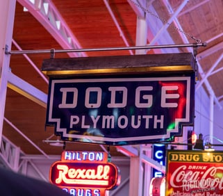 Dodge Plymouth 5' Double Sided Porcelain Sign w/ Lighted Hood