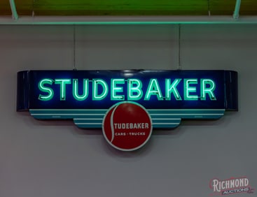 Studebaker Single Sided Porcelain Factory Wall Mount Neon Sign