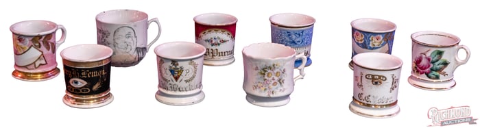 Group of 10 Barber Shop Shaving Mugs