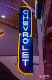 Chevrolet Vertical 13' Double Sided Tin Factory Neon Dealership Sign