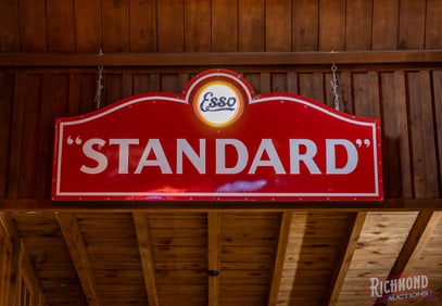 Excellent Standard Gasoline Die Cut Single Sided Porcelain Sign w/ Esso Glass Lens