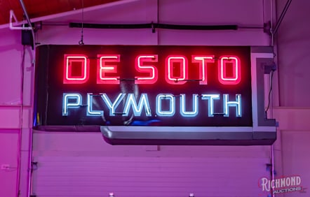 DeSoto Plymouth 8' Die Cut Factory Double Sided Porcelain Neon Sign
