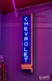 Chevrolet Vertical 13' Single Sided Porcelain Factory Neon Sign