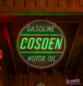 Cosden Gasoline Motor Oil Single Sided Porcelain Neon Sign