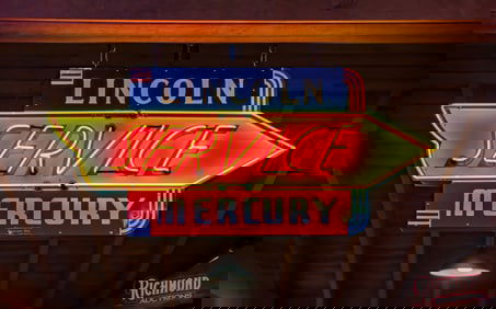 Incredible Lincoln Mercury Service 6' Single Sided Porcelain Factory Neon Sign