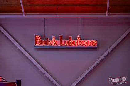 Buick Lubricare Die Cut 8' Single Sided Porcelain Factory Neon Sign