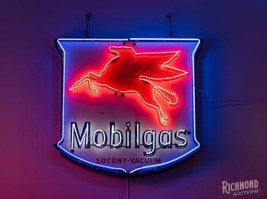 Mobilgas Socony-Vacuum Single Sided Porcelain Neon Sign w/ Pegasus