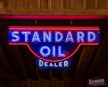 Standard Oil Dealer Embossed Single Sided Porcelain Neon Sign