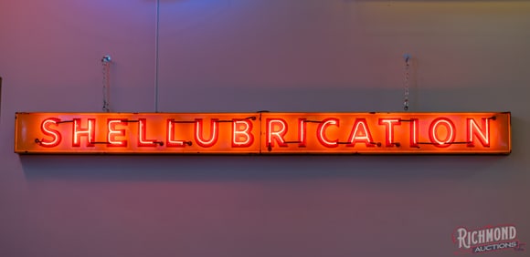 Shellubrication 13' Embossed Single Sided Porcelain Horizontal Neon Sign