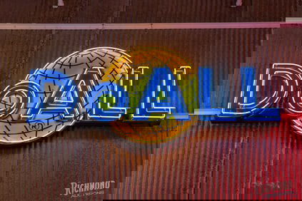 DoALL Sawing Products Die Cut Single Sided Porcelain Factory Neon Sign w/ Globe Logo
