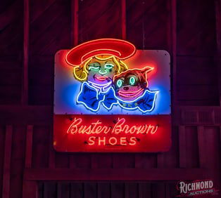 Excellent Buster Brown Shoes Single Sided Porcelain Factory Neon Sign