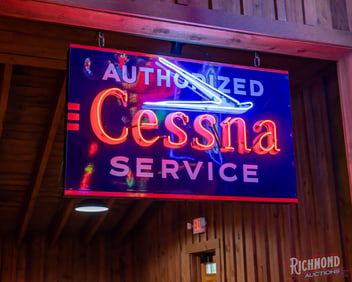 Cessna Authorized Service Single Sided Porcelain Neon Sign