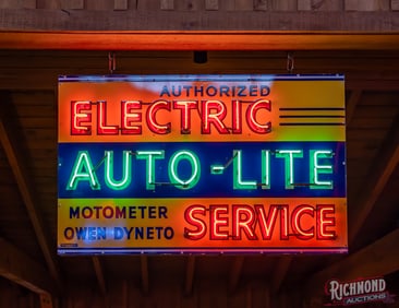 Authorized Electric Auto-Lite Service 5.5' Single Sided Porcelain Factory Neon Sign