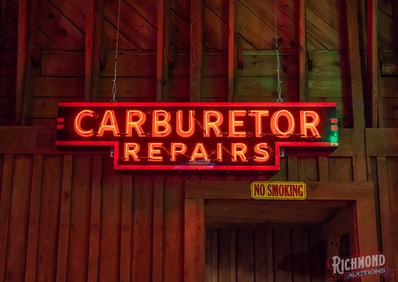 Carburetor Repairs Single Sided Porcelain Factory Neon Sign