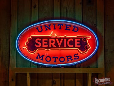 Exceptional United Motors Service 3' Factory Single Sided Porcelain Neon Sign