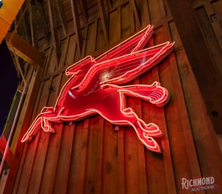 Mobil Pegasus Cookie Cutter Single Sided Porcelain Neon Sign