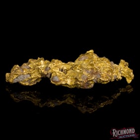 13 gram Alluvial Gold Nugget ft Quartz Matrix and Inverted Crystals