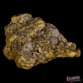 75 gram Large Alluvial Gold Nugget & Quartz Specimen Detached From Rich Quartz Vein (2.4 oz)