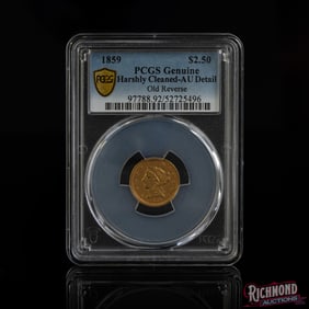 1859 $2.50 Liberty Head Gold Quarter Eagle, Old Reverse