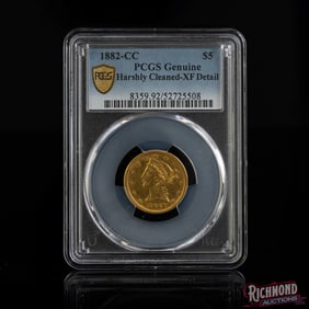 1882-CC $ $5 Liberty Head Gold Half Eagle Coin