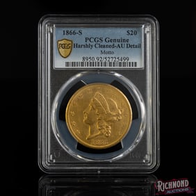 1866-S $20 Liberty Head Gold Double Eagle Coin w/ Motto