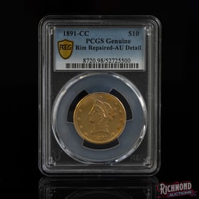 1891-CC $10 Liberty Head Gold Eagle Coin