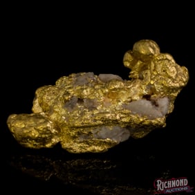 9 gram Alluvial Gold Nugget w/ Quartz Host Rock