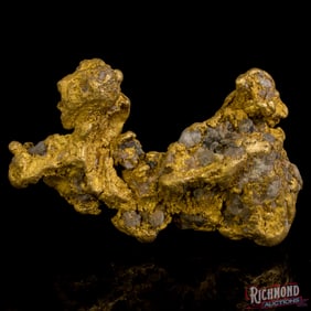 Rare 61.3 gram Blue Quartz and Gold Nugget Specimen (1.9 oz)