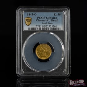 1843-O $2.50 Liberty Head Quarter Eagle Gold Coin w/ Small Date