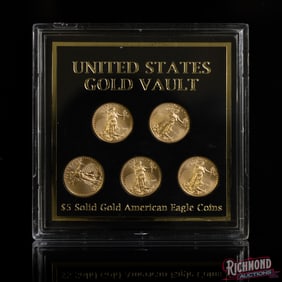 United States Coin Vault $5 Gold American Eagles (5 1/10 oz American Gold Eagle Coins)