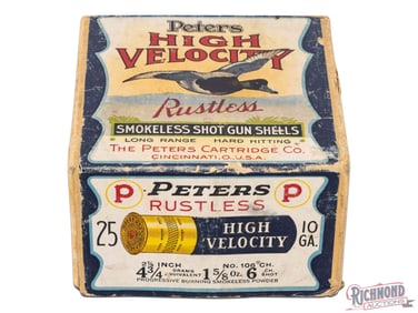 Peters High Velocity Blue Bill Paper Smokeless Paper Shot Gun Shells 10 Ga Two Piece Box
