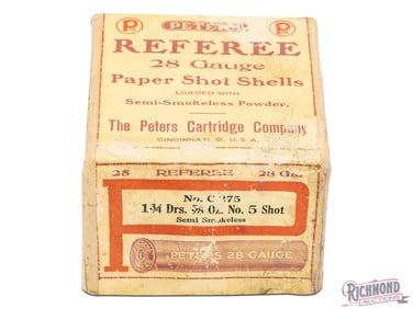 Peters Referee Paper Shot Shells Semi-Smokeless Powder 28 Ga Two Piece Box