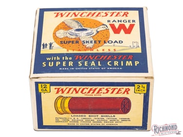 Full Winchester Ranger Super Skeet Load Super Seal Crimp Paper Shotgun Shells 12 ga One Piece Box