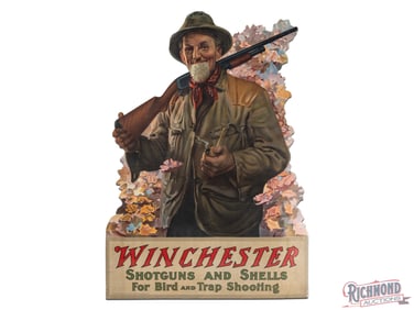 Amazing 1914 Winchester Rifles and Cartridges Die Cut Cardboard Advertising Sign "Righthand Side"