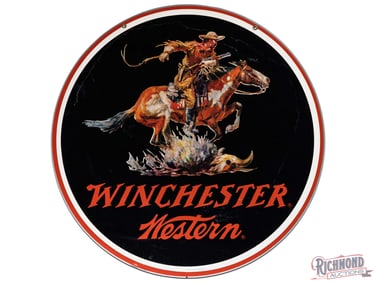 Winchester Western 38" DST Advertising Sign w/ Horse & Rider