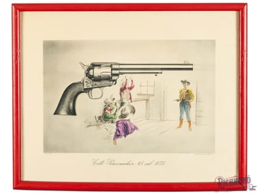 Framed Second Printing By Colt of Six Famous Revolvers and Usage Scenes