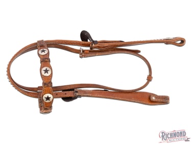 Western Headstall Leather Bridle with Conchos & Studs