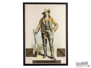 1904 The Klondyke Nugget Lithograph Poster w/ Cowboy S.F. Cody