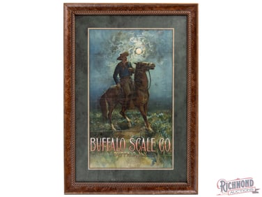 Buffalo Scale Company Cardboard Lithograph Advertising Sign w/ Horse & Rider
