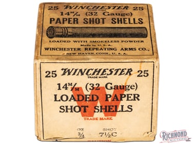 Empty 25 Round Winchester Repeating Arms Company 32 Gauge Two Piece Shotgun Shell Box