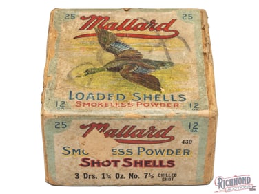 Empty 25 Round Clinton Cartridge Company 12 Gauge Two Piece Mallard Shotgun Shell Box