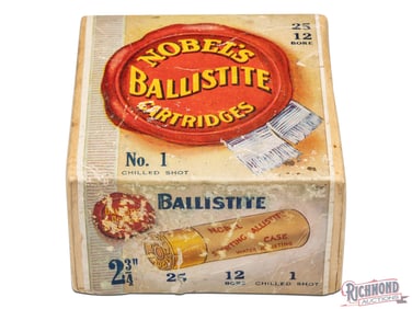 Empty 25 Round Imperial Chemical 12 Gauge Two Piece Nobel Ballistite Shotgun Shell Box