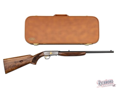 Cased Browning Belgium SA-22 Angelo Bee Engraved & Gold Inlaid Rare .22 Short Semi-Auto Rifle